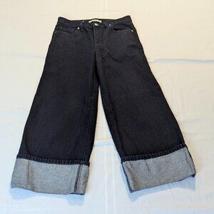 BCBG Max Azria Wide Legged Cropped Dark Wash Jeans Size 26